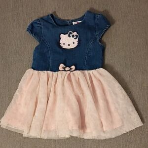 Hello Kitty Denim & Tulle Baby Toddler Dress 18 Months